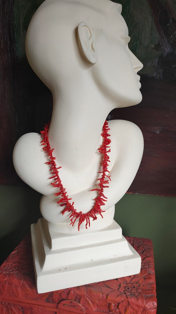 Vintage Red Graduated Branch Coral Necklace 20inch - image 5