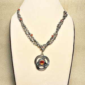 Black Queen Necklace | Daemon&#39;s gift for princess dragon rider | steel with ruby red crystal | house sigil jewelry