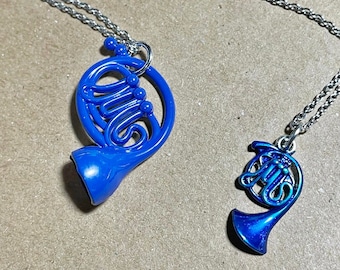 Blue French Horn Necklace | inspired by How I Met Your Mother | HIMYM TV show | musical instrument charm | music jewelry