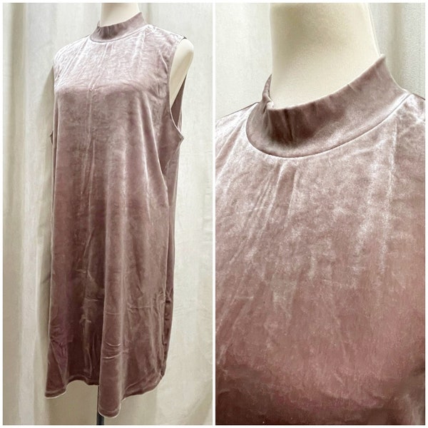 Taupe Pink Velvet Dress | mini to knee length | large to plus size | sleeveless party evening