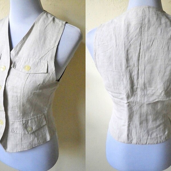 Sale: smoky white vest (small), linen vest