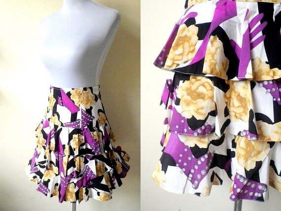 SALE Floral Layered Skirt | purple and yellow skat