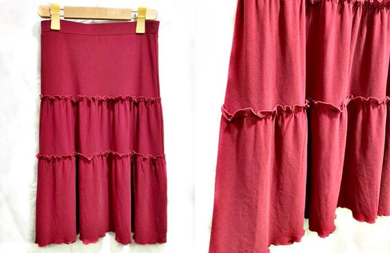 Maroon Tiered Skirt | red A line