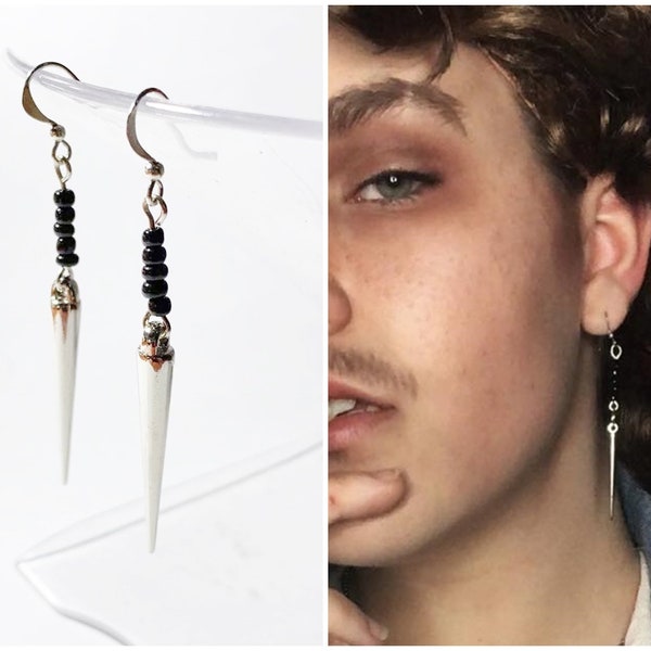 Billy Earrings | silver spikes with black beads | Hargrove things | stranger cosplay costume