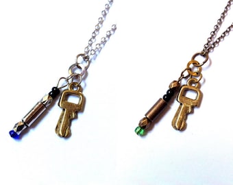 Doctor's Necklace inspired by Doctor Who | sonic screwdriver with TARDIS key charms