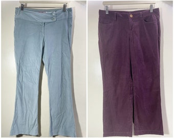 Corduroy Pants | aquamarine maroon | flared straight trousers | low rise | Y2K 2000 vintage | medium