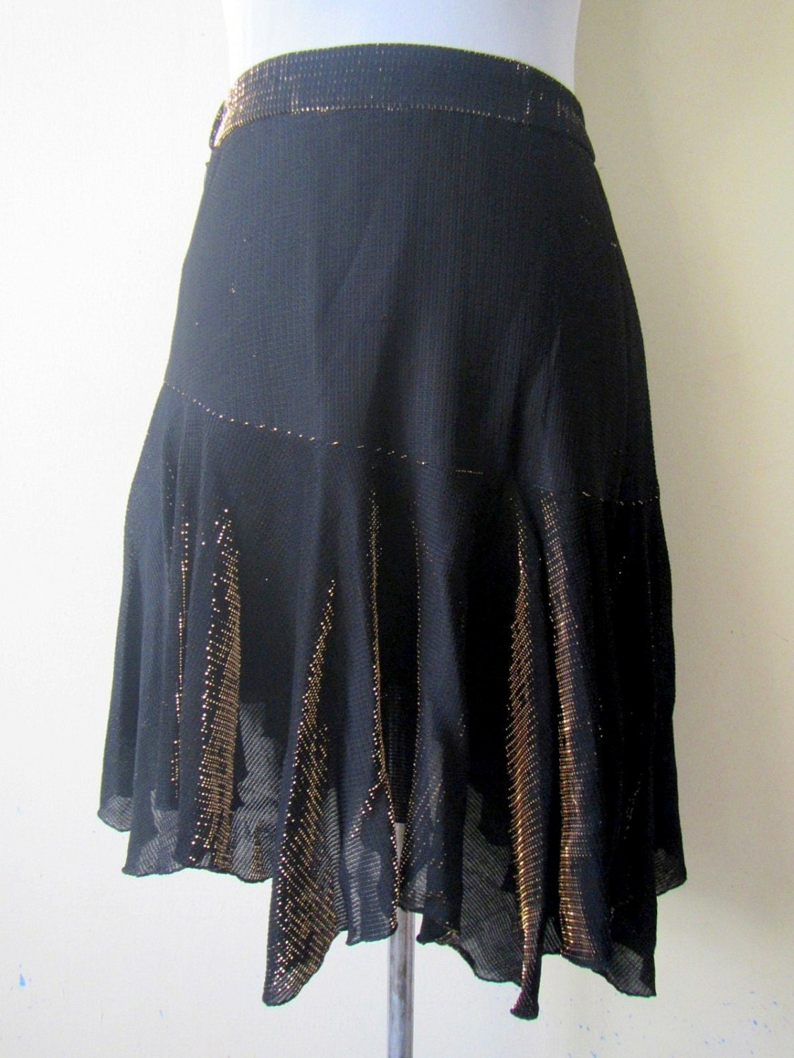 Sale: Metallic Asymmetrical Skirt small Two-toned Black & - Etsy