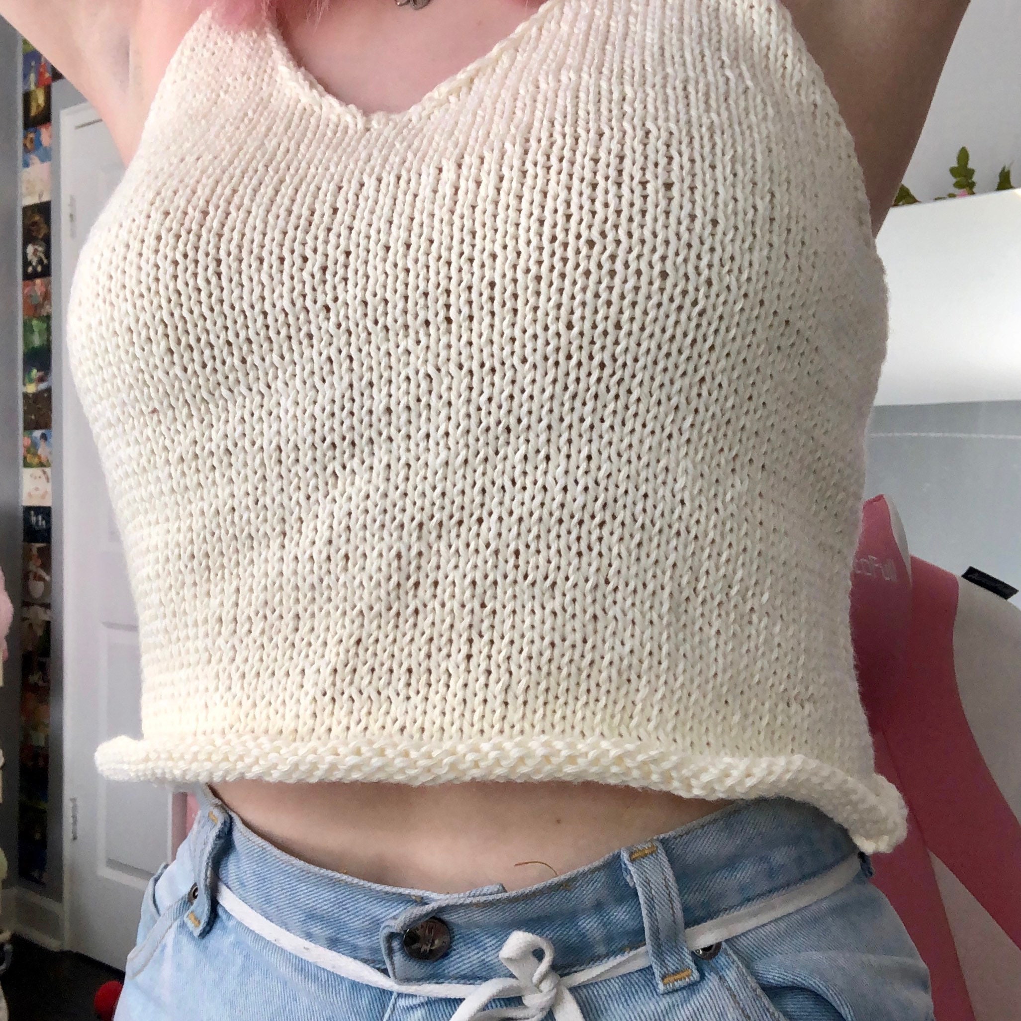 Knit tank top cotton acrylic knit tank top hand knit tank Etsy