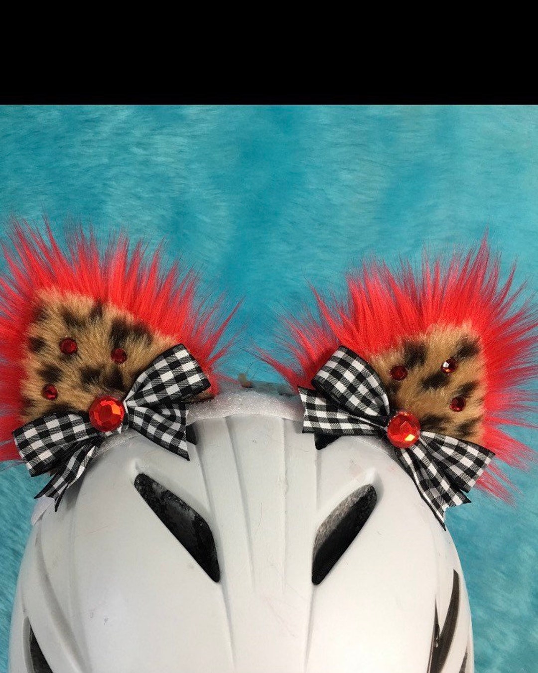 Leopard Red Hot Cat Ears for your Helmet Have Fun and Look Great Doing