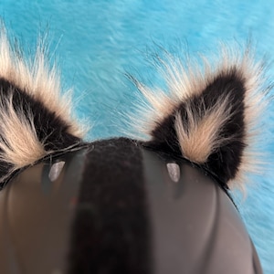 Wolf mountain Ears  brownish black stick on ( Your Helmet) all weather! ears, for hard surfaces snow to bikes etc.Be seen Read description.