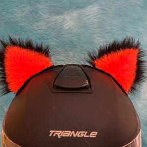 Cat Ears Helmet Fun! orange and black that sticks on ( Your Helmet) motorcycle ski bike all helmets all weather ears even head bands.Read