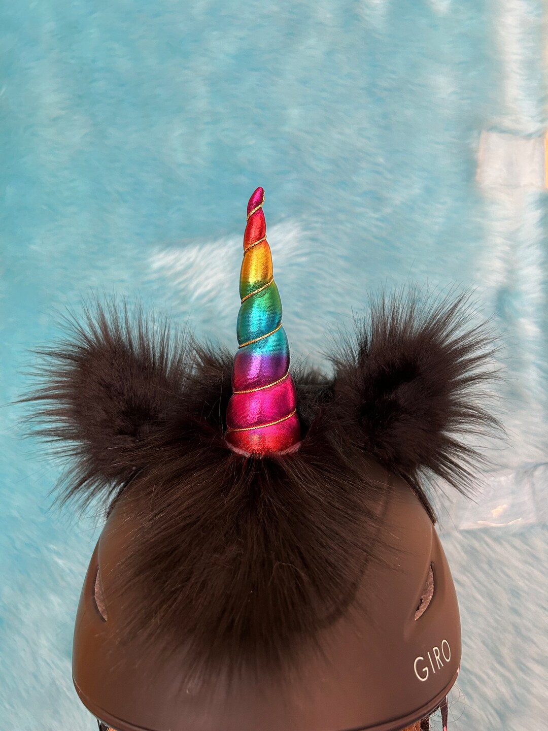 Black 3piece Unicorn Set That Sticks on YOUR Helmet Ski Bike Motorcycle