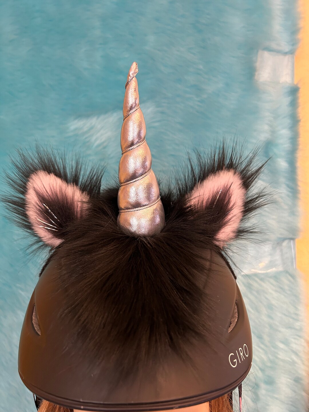 Black Unicorn Helmet 3piece Unicorn That Sticks on YOUR Helmet Ski Bike