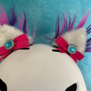 Cat ears yellow with cherries That sticks on (Your Helmet) ski bike scooter motorcycle elec bike, Dare to be different Have Fun!!