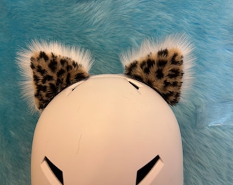 Leopard Schneekatzenohren mit Weiß, klebt auf (Ihrem Helm!) Ski, Snowboard am meisten jedem. Sei sicher, sei gesehen, sei wild! Be passt zu jedem Outfit!