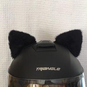 Black Cat Helmet Ears that sticks on (Your Helmet) motorcycle scooter skate ski snowboard bike most any helmet.even headbands.