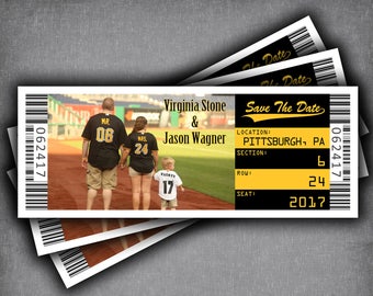 save the date ticket magnet baseball wedding theme bar etsy