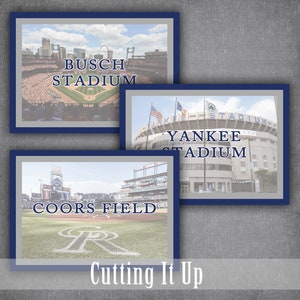 Baseball Stadium Table Sign examples for Busch Stadium, Yankee Stadium and Coors Field