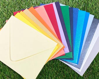 Color Envelope Upgrade, Add On Matching Invitation Envelopes, Euro Flap RSVP Envelopes, Metallic Inner and Outer Envelopes