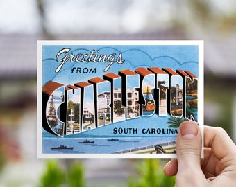 Charleston South Carolina Save the Date Postcards, Greetings From Columbia Wedding Invitation RSVP Post Cards, Welcome Bag Weekend Itinerary