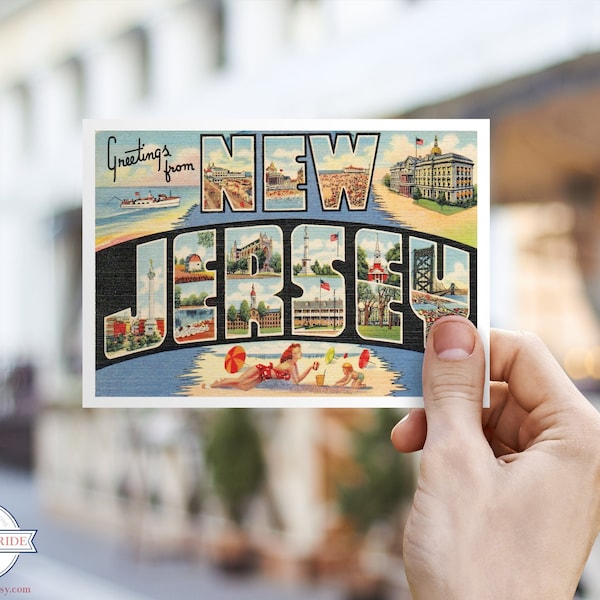 New Jersey Save the Date Postcards, Greetings From Atlantic City NJ Wedding Invitation RSVP Post Card, Ocean City Weekend Itinerary