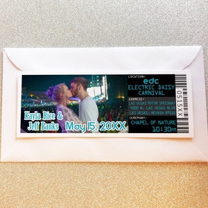 Music Festival Wedding Invitation, VIP Concert Ticket Reception Only Invite with RSVP Card, Dance Party Theme Wedding Invite Template