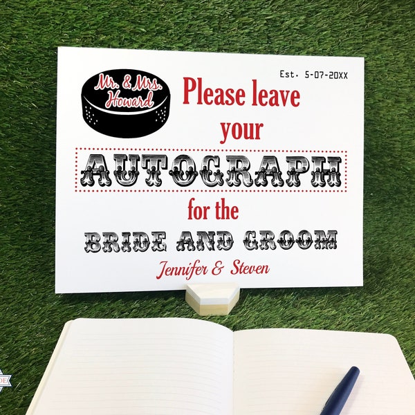 Hockey Wedding Guest Book Sign, New Jersey Please Leave Your Autograph Guestbook Template, Detroit Poster Sign In Board, Carolina Decoration