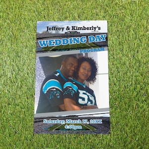 Custom Wedding Magazine Program, Carolina Football Wedding Theme Custom Photo Program Booklet Template, Detroit Ceremony Program For Wedding