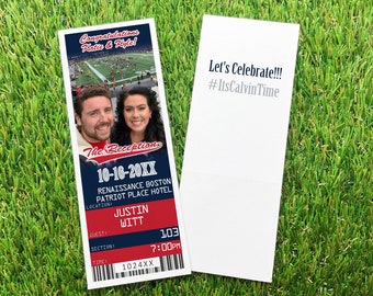 Football Ticket Place Cards, New England Wedding Reception Flat or Folded Table Cards, Houston Sports Theme Seating Chart Card Template