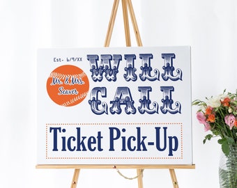 Will Call Ticket Pick Up Sign, New York Baseball Wedding Find Your Seat Place Cards Sign, Detroit Printable Sports Theme Decoration Bundles