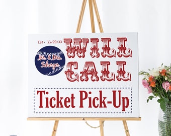 Baseball Wedding Will Call Ticket Pick Up Sign, Chicago Find Your Seat Seating Chart Place Cards Sign Bundles, Boston Sports Team Theme