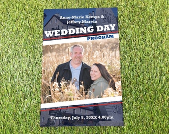 Toronto Baseball Wedding Day Program Magazine, Washington Fun Folded Itinerary Timeline Booklet, Multi Page Ceremony and Thank You Template