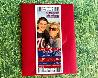 Baseball Ticket Save The Date Magnet, World Series Wedding Ticket Invitation Template, Custom Magnet Washington Elopement Reception Invite