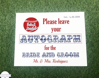 Guest Book Sign, Baseball Wedding Please Sign Our Autograph Board, Texas Custom Guestbook Poster, Chicago Sport Theme Reception Decoration