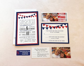 St Louis Baseball Wedding Invitation Ticket and RSVP Set, Texas Sports Theme Tickets with RSVP Cards, Printed or PDF Printable Template