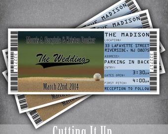 baseball wedding ticket invitations sport themed wedding etsy