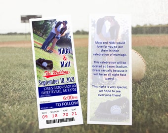 Baseball Ticket Wedding Invitation and Tear Off RSVP, New York Ticket Invite Template, Washington Sports Team Theme Ballpark Invitation