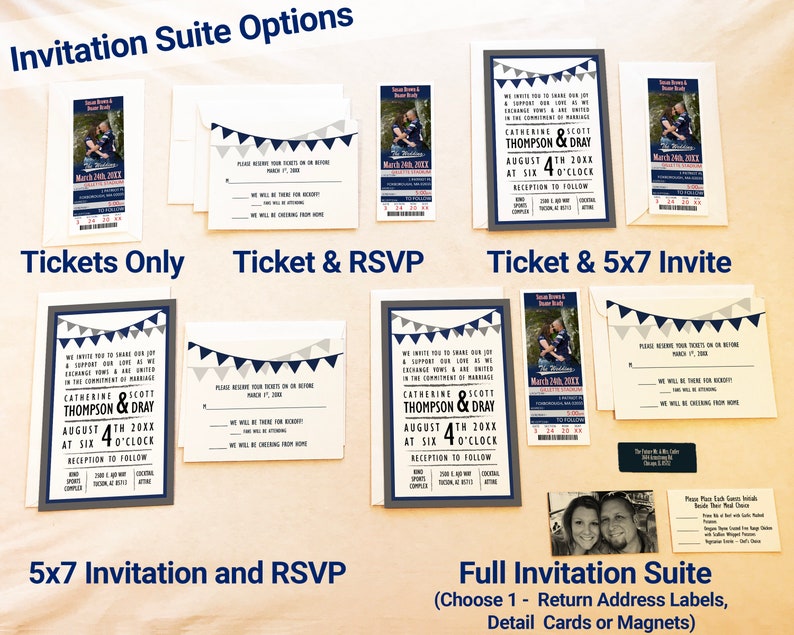 Football Ticket Invitation and RSVP Card, New England Wedding Invite and Postcard Suite Template, New York Tailgate Theme Shower Invite image 3