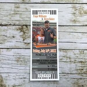 Football Ticket Wedding Rehearsal Dinner Invitations, Football Theme Invite Template, Oklahoma State Sports Wedding Printable Tickets image 10