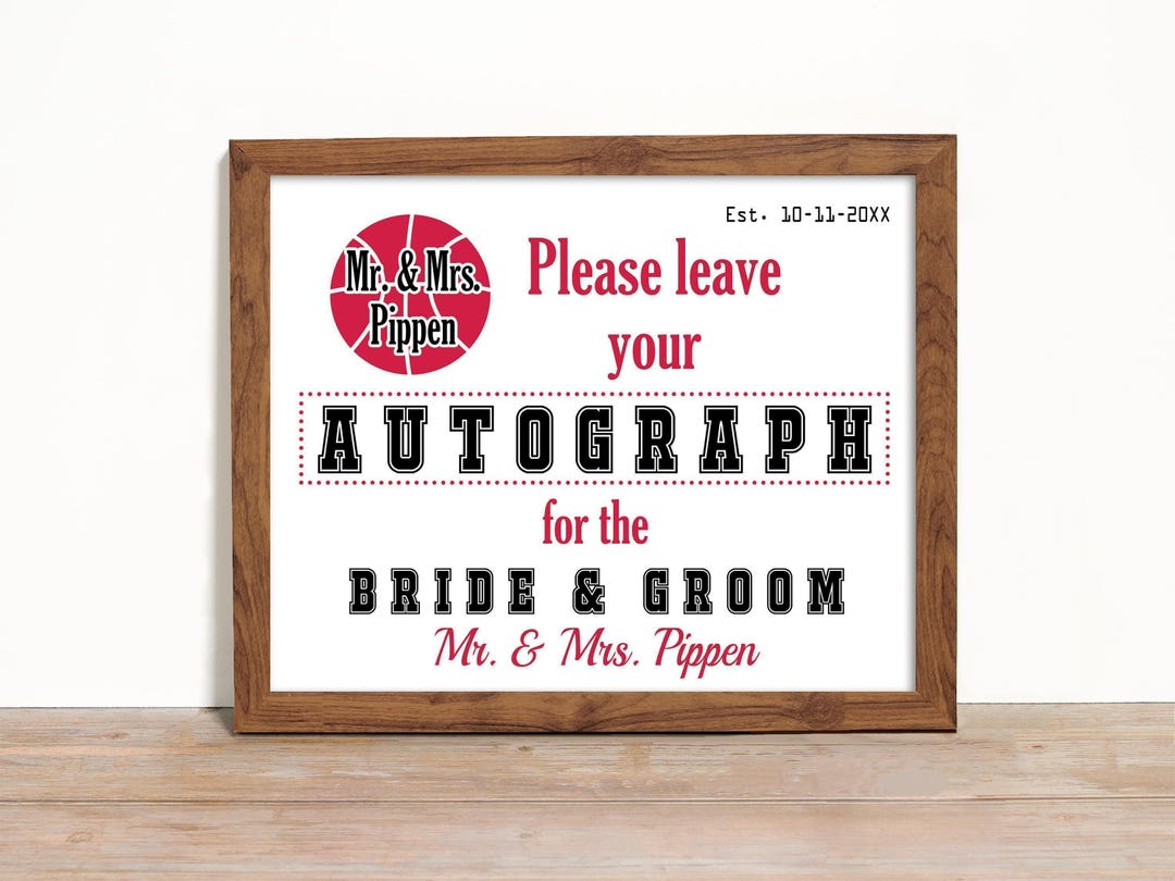 Sports Autograph Sign for Guest Book Table, Custom Team Colors Multi ...
