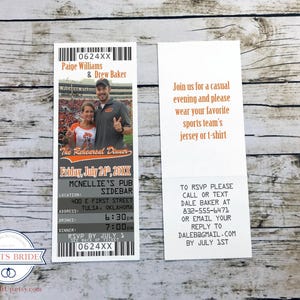 Football Ticket Wedding Rehearsal Dinner Invitations, Football Theme Invite Template, Oklahoma State Sports Wedding Printable Tickets image 7