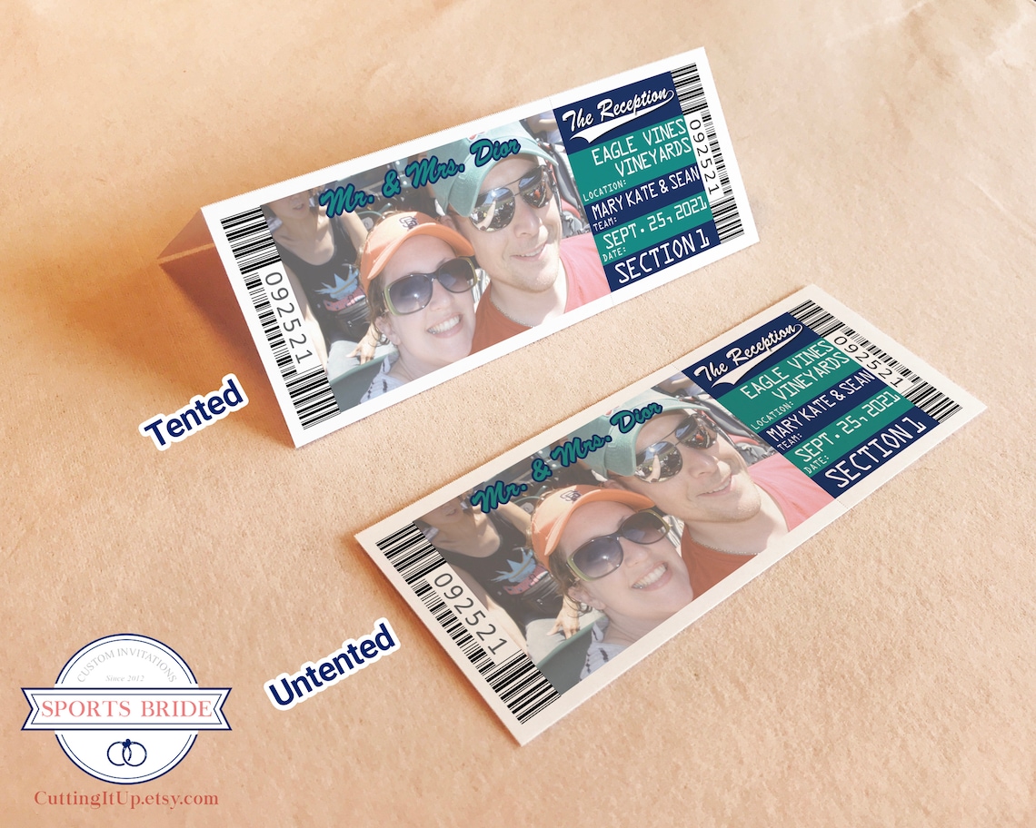 Baseball Ticket Place Cards Mariners Editable Folded Wedding Etsy