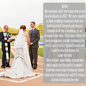 My baseball wedding photo and a description of why I design sports themed stationery