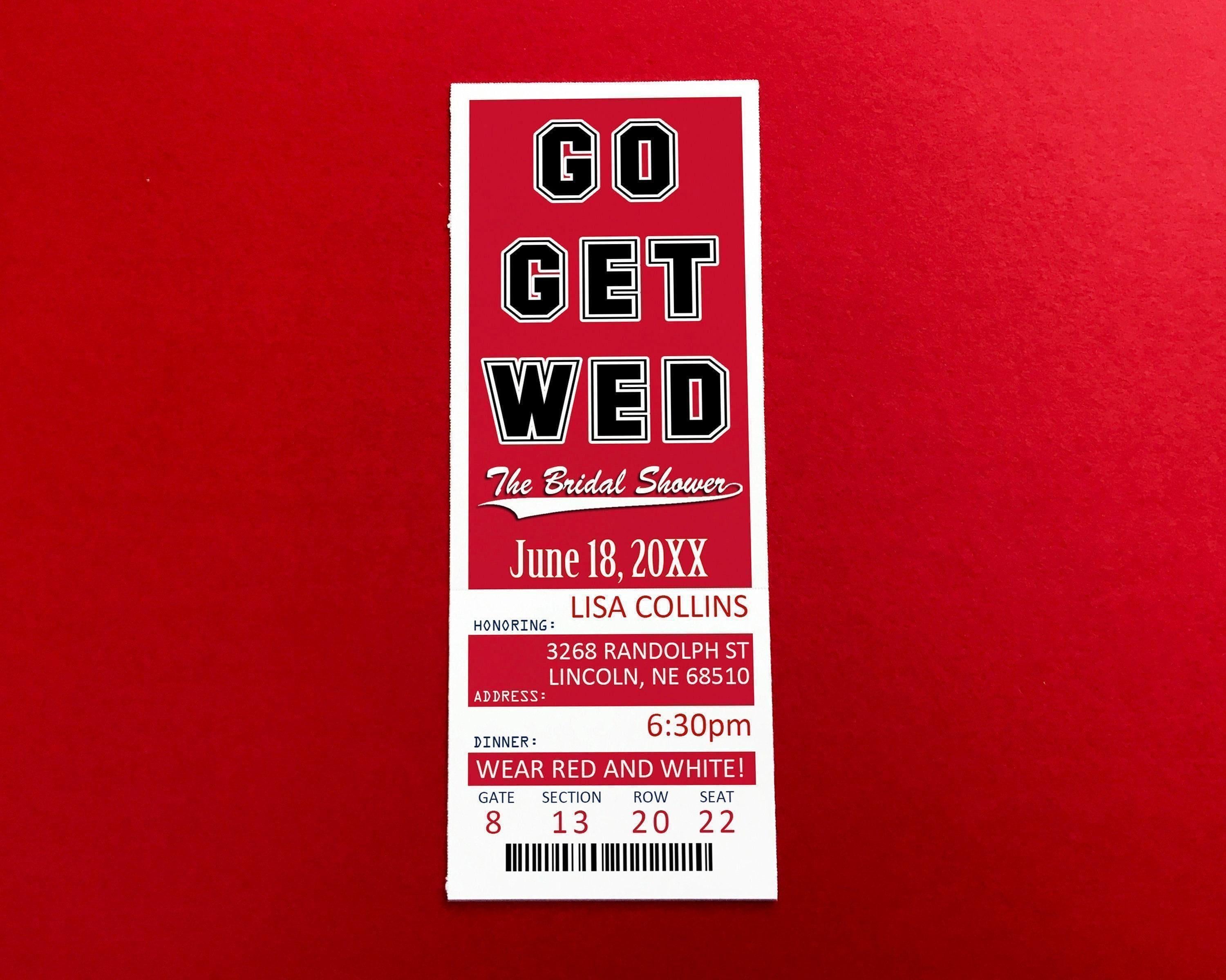 Go Get Wed Ticket Invitation