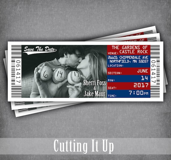 baseball wedding save the date ticket magnet sports theme etsy