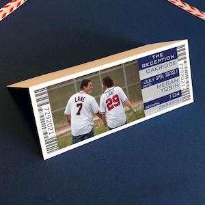 Baseball Ticket Place Card Template with Meal Choice, Sports Wedding Editable Table Cards, Reception Seating Chart Placecard With Food Icon