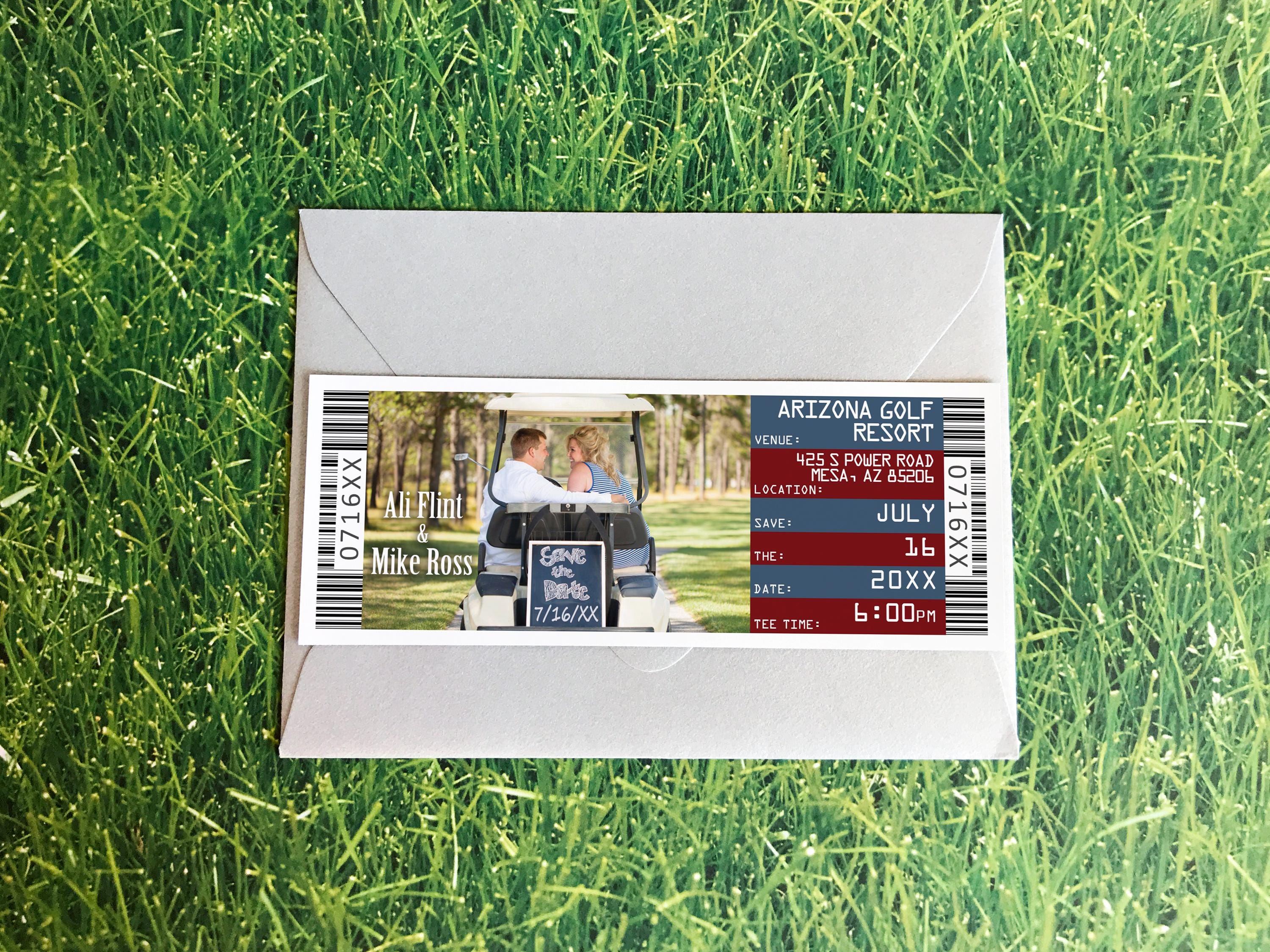Golf Save The Date Ticket or Magnets Golf Save The Date Ticket or Magnets