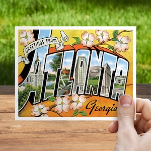 Carte postale « Save the Date » de Géorgie, faire-part de mariage à Atlanta ou carte RSVP, insert dans le sac de bienvenue Augusta, faire-part de mariage