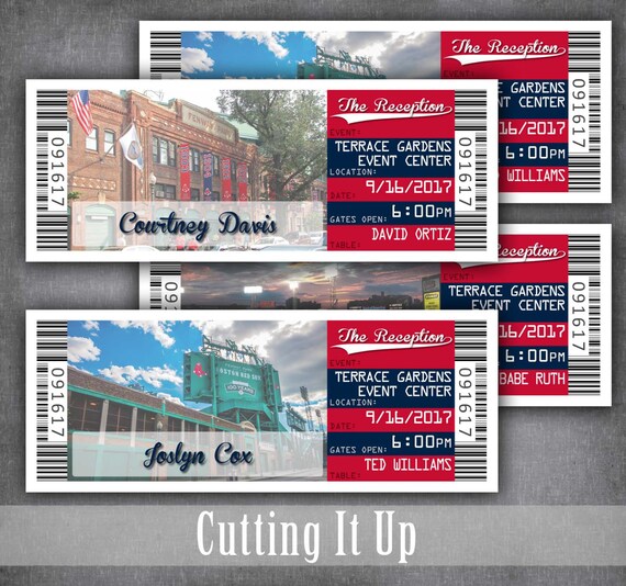 Baseball Wedding Seating Chart Place Card Tickets Red Sox Etsy