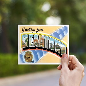 Greetings From Massachusetts Save the Date Postcards | Boston, Cape Cod, Nantucket, Beantown & Plymouth Wedding Invitation or RSVP Cards